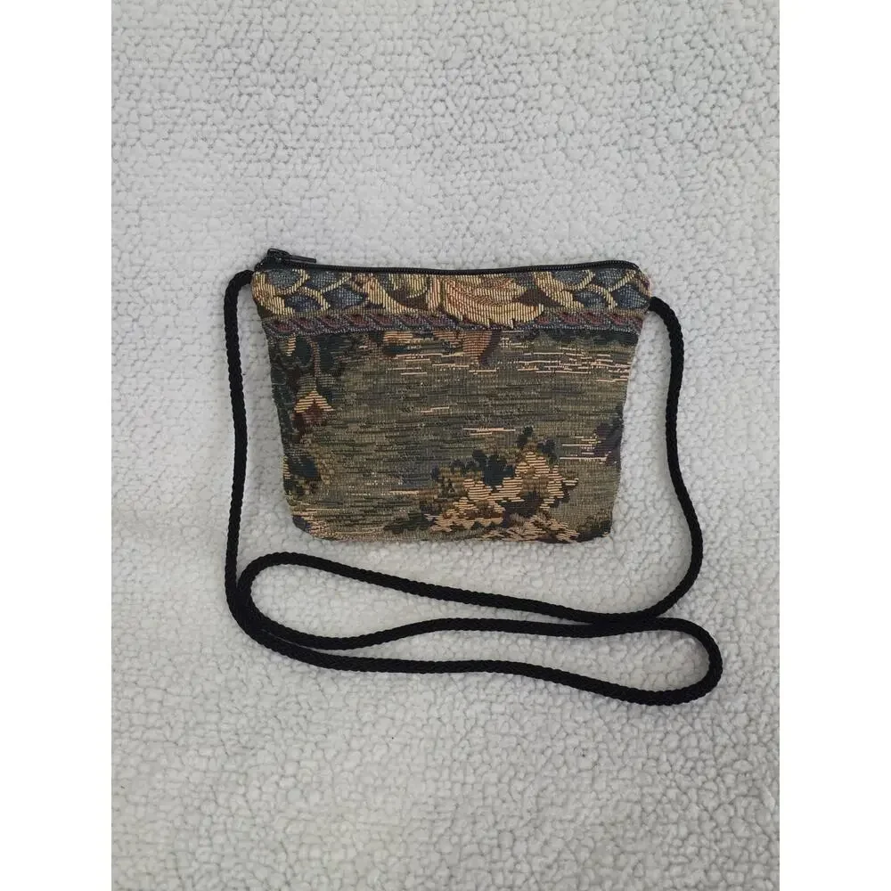 Vintage Brown Sugar Designs Crossbody Floral Tapestry Handmade in Tustin CA